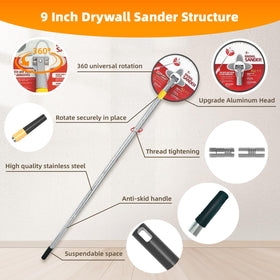 Dwysxia extension pole stainless steel boosts durability during sanding.