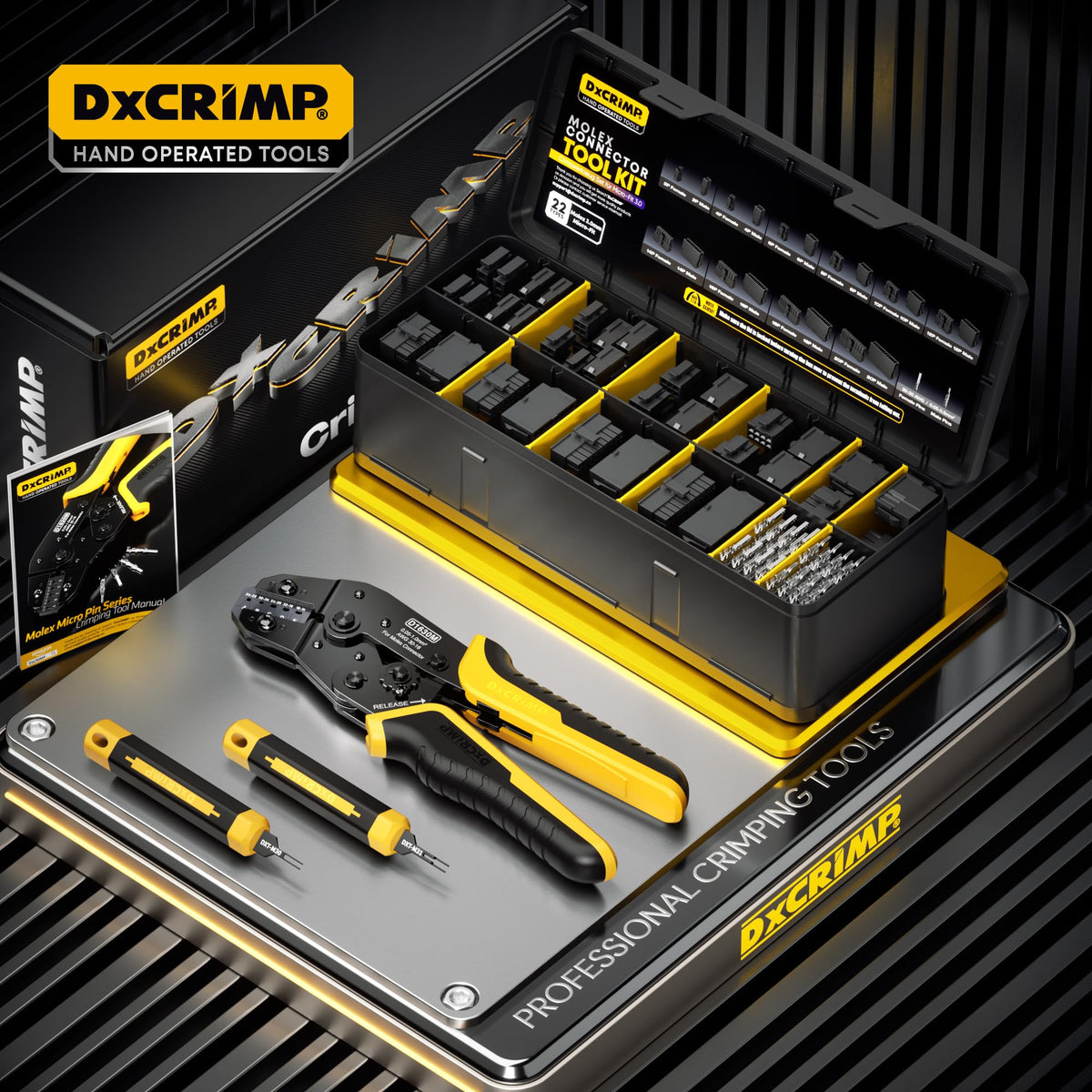 DxCRIMP 30–20 AWG tin-plated terminals ensure good conductivity.