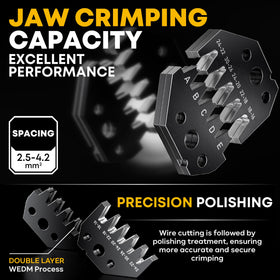 DXCRIMP AMP/TE EI compatibility close-up demonstrates flexible wiring applications.