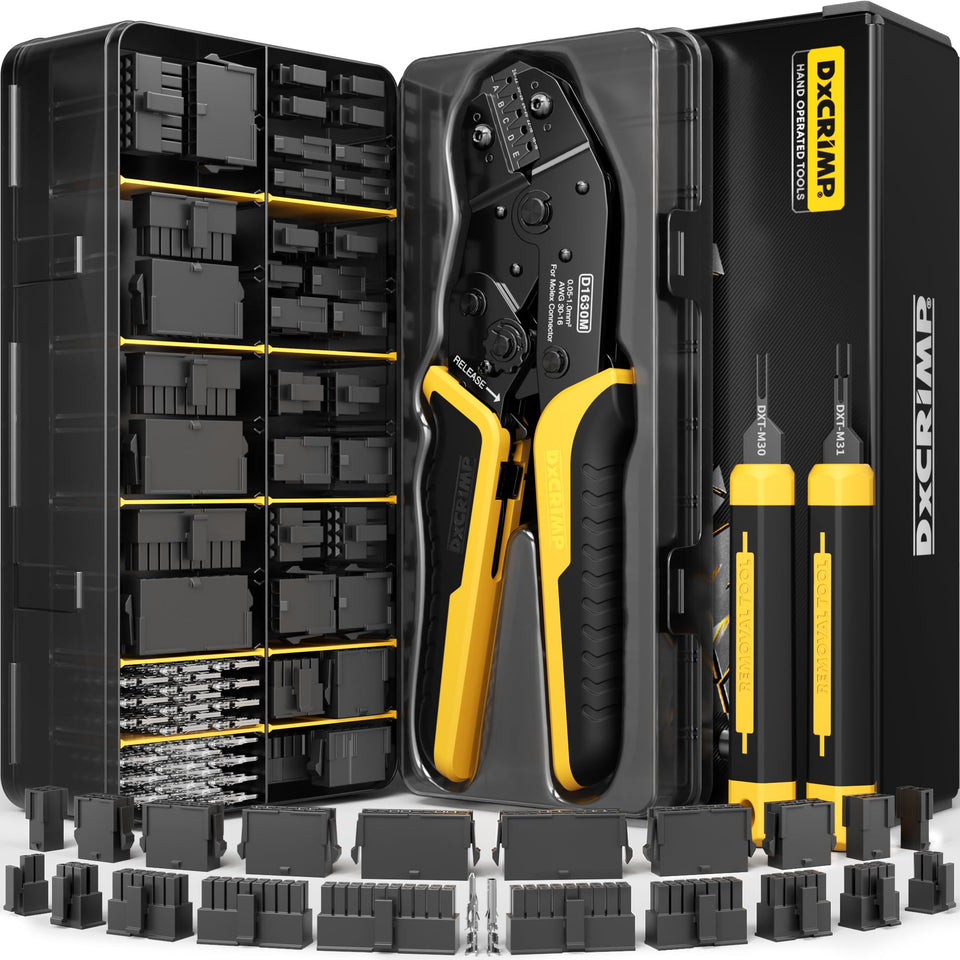 DxCRIMP Micro-Fit 3.0 crimping tool kit for precise, repeatable crimps.