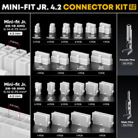 DXCRIMP Mini-Fit Jr 22-sizes connectors highlight versatile wiring options.