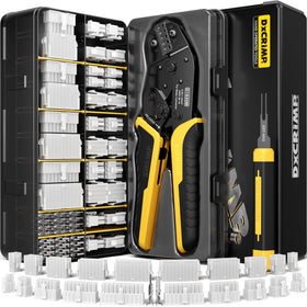 DXCRIMP mini-Fit Jr kit front view for precise professional crimping in tight spaces.
