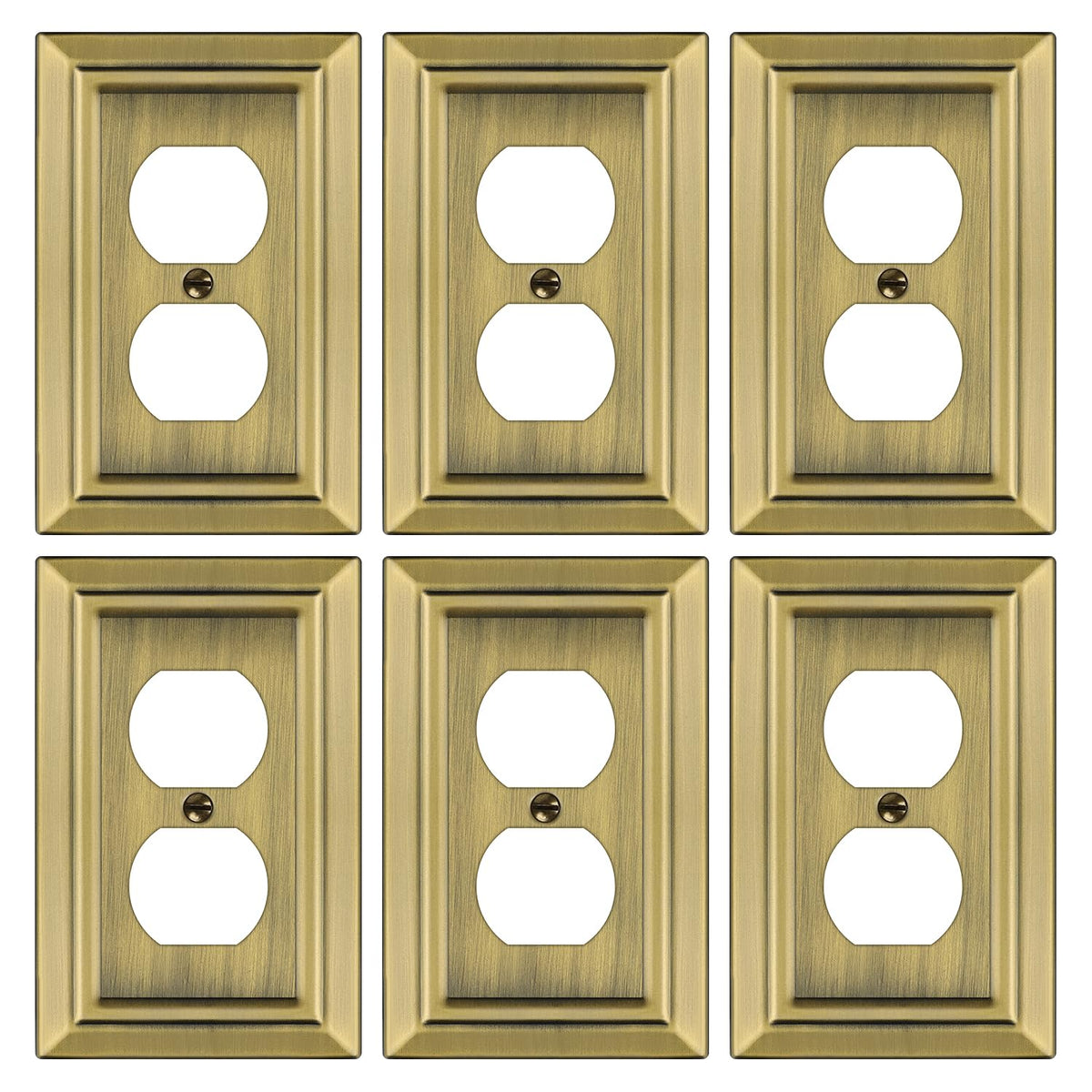 Dyekou antique brass wall plate outlet cover with a durable metal finish.