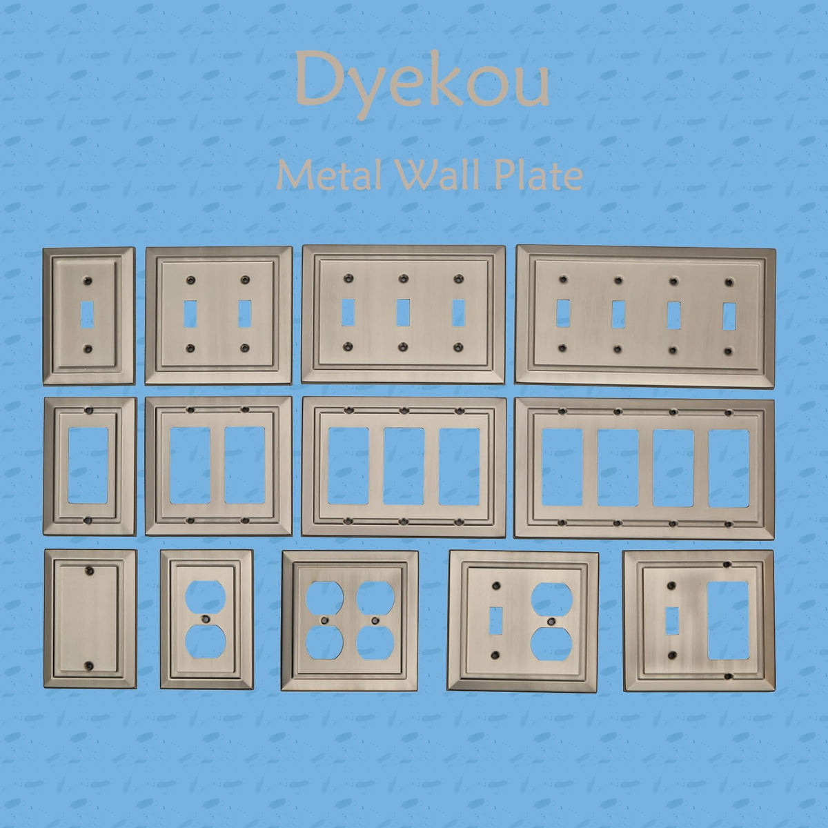 Dyekou versatile wall plate for kitchen or bathroom outlets.