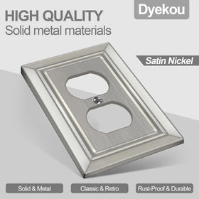 Dyekou brushed nickel switch cover with clear front close-up.