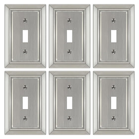Dyekou brushed nickel 1-gang wall plate with single toggle switch, durable and stylish.