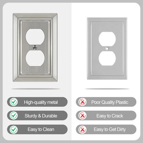 Dyekou brushed nickel wall plate demonstrating bathroom durability.