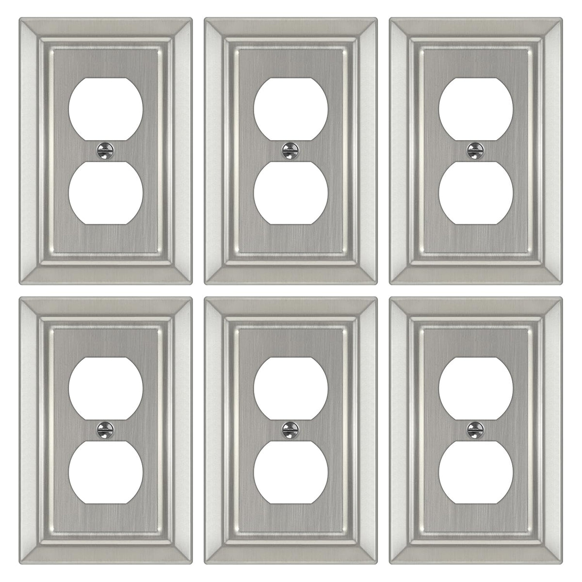 Dyekou brushed nickel wall plate for a durable 1-gang outlet cover.