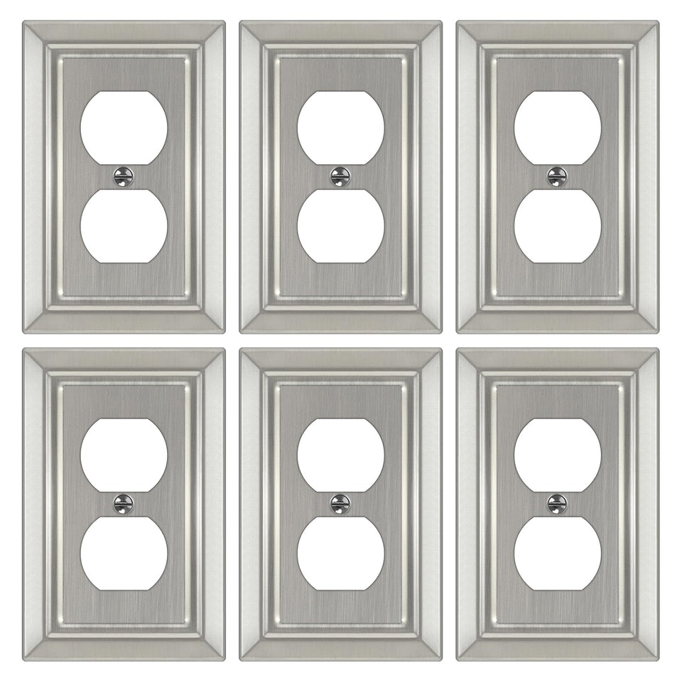 Dyekou brushed nickel wall plate for a durable 1-gang outlet cover.