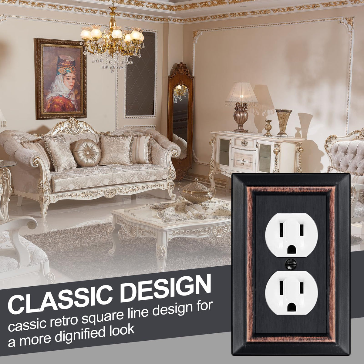 Dyekou wall plate in a versatile design for living room and kitchen decor.
