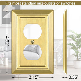 Dyekou metal wall plate with brass finish adds timeless style for outlets.