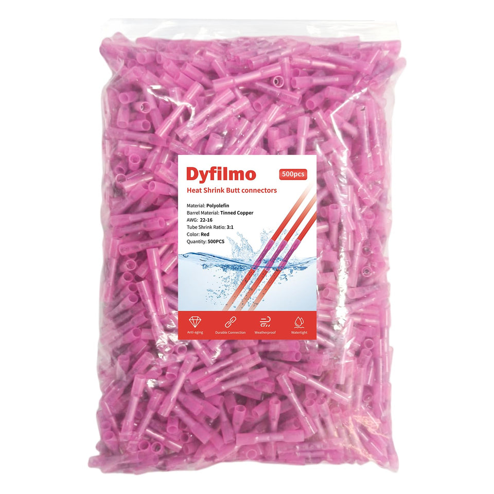 Dyfilmo heat shrink butt connectors enable waterproof, secure wire joins