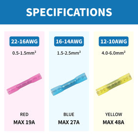 Dyfilmo red 22-16 AWG connectors for automotive and marine use