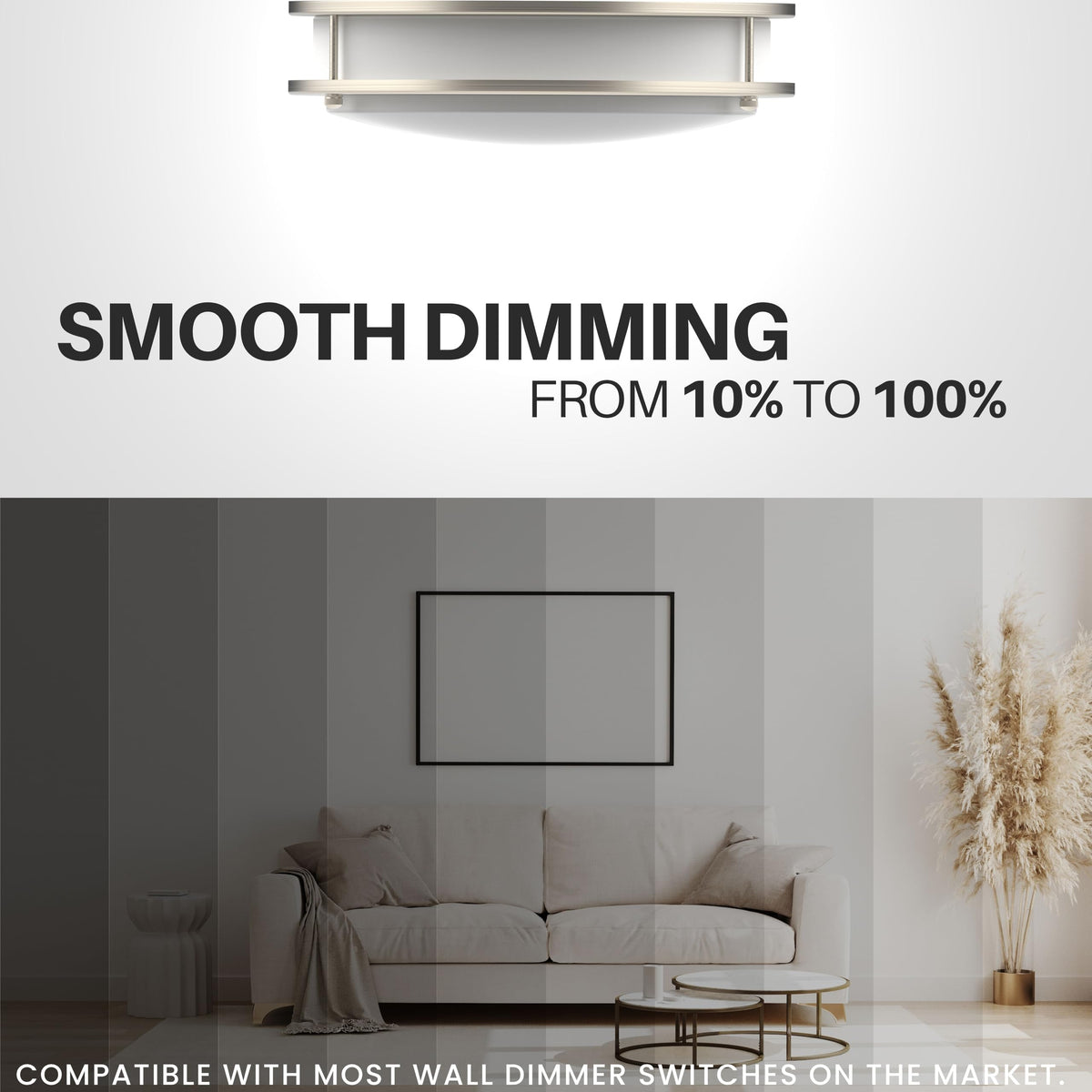 DYMOND brushed-nickel finish ceiling light complements diverse interiors.