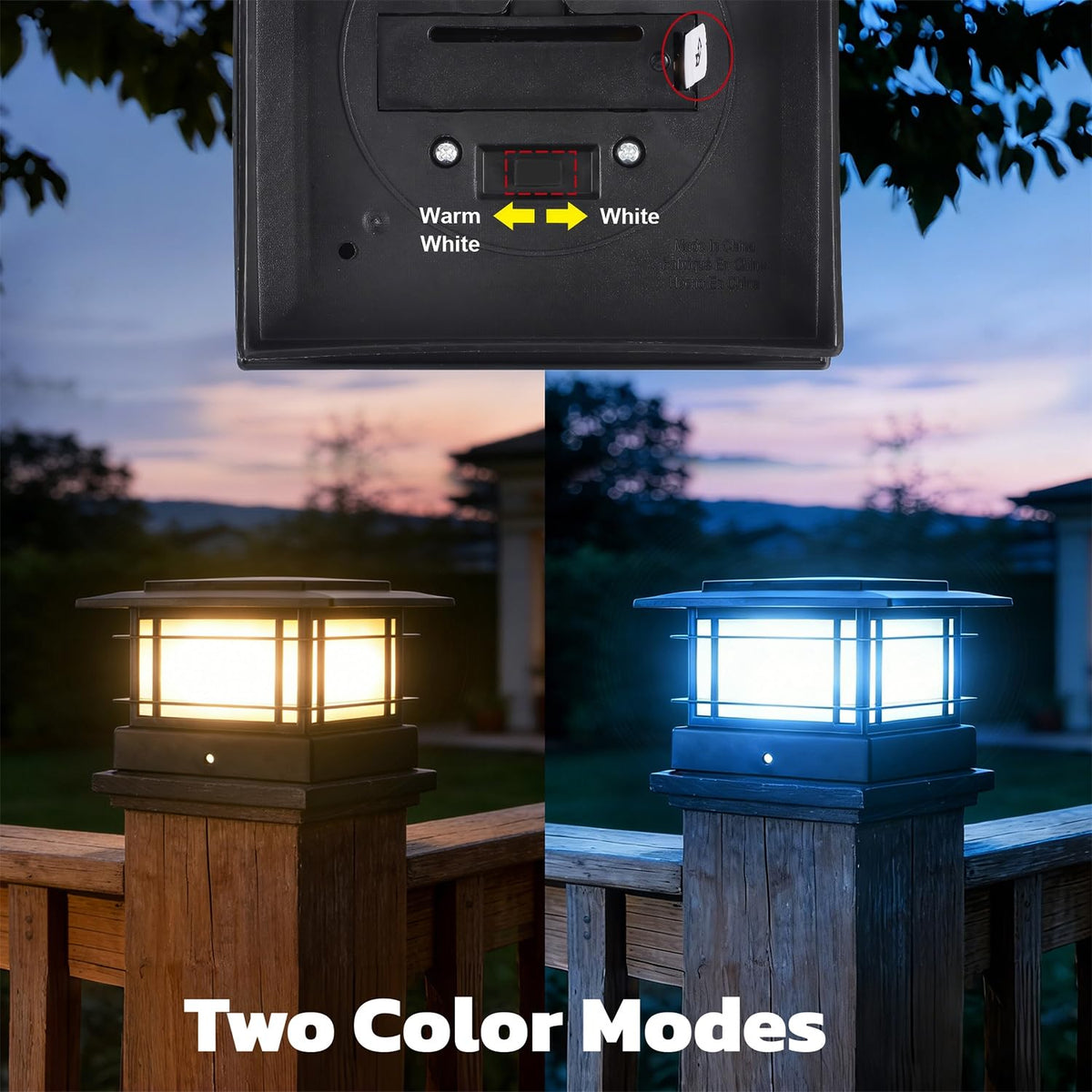 Dynaming 360-degree post-cap provides wide-angle illumination for decks and walkways.