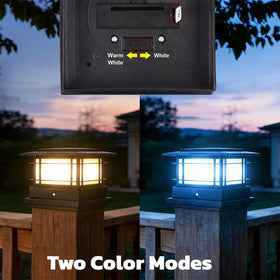 Dynaming 360-degree post-cap provides wide-angle illumination for decks and walkways.