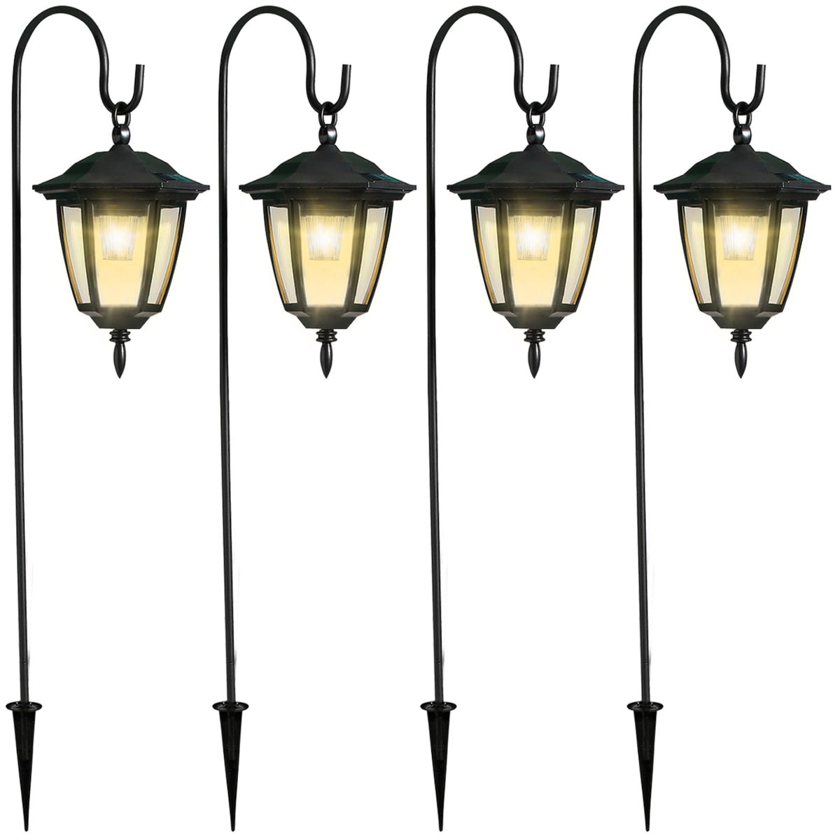 Dynaming 4-pack solar lights illuminate garden path for warm evening ambience