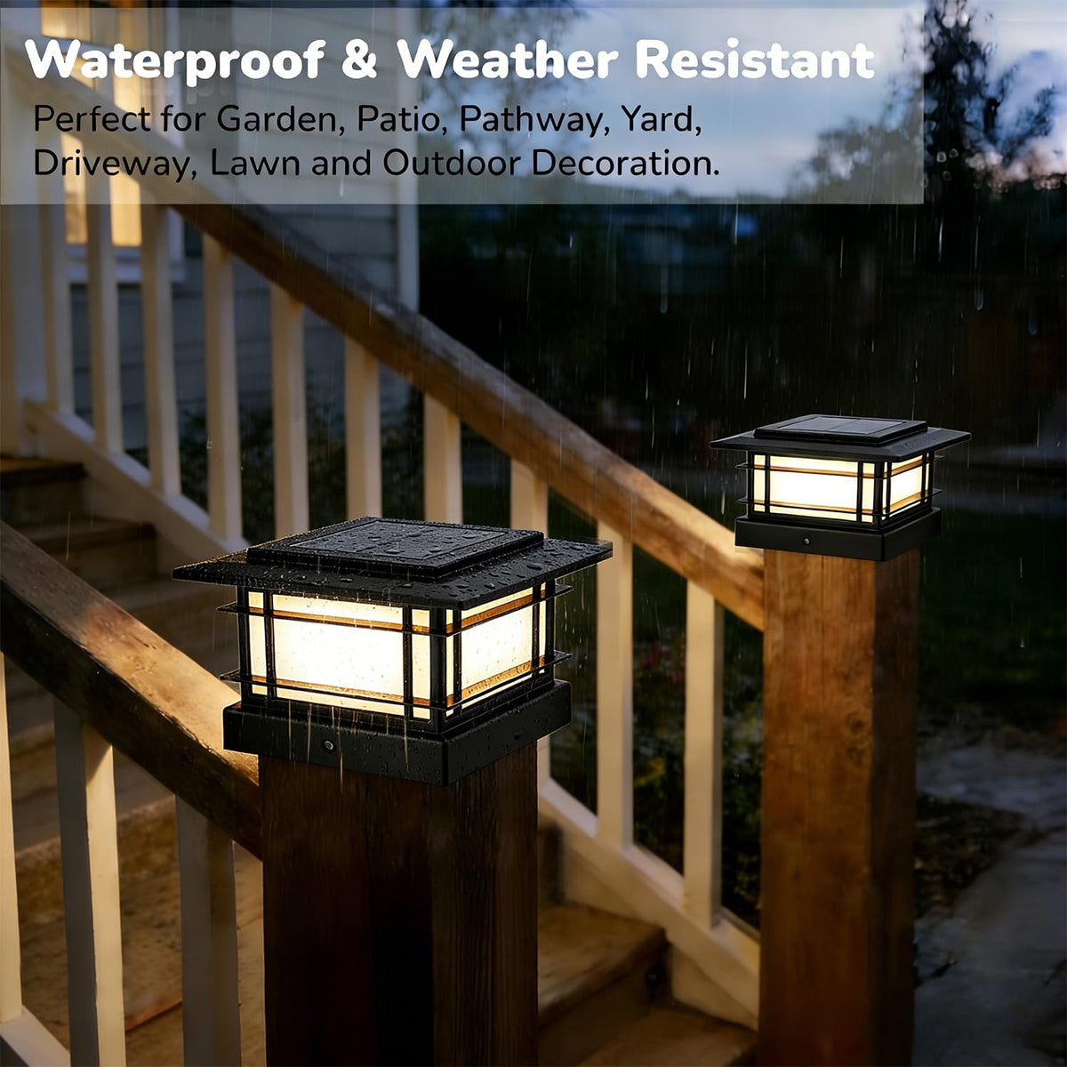 Dynaming 4x4 post-cap compatible with wooden or vinyl posts.