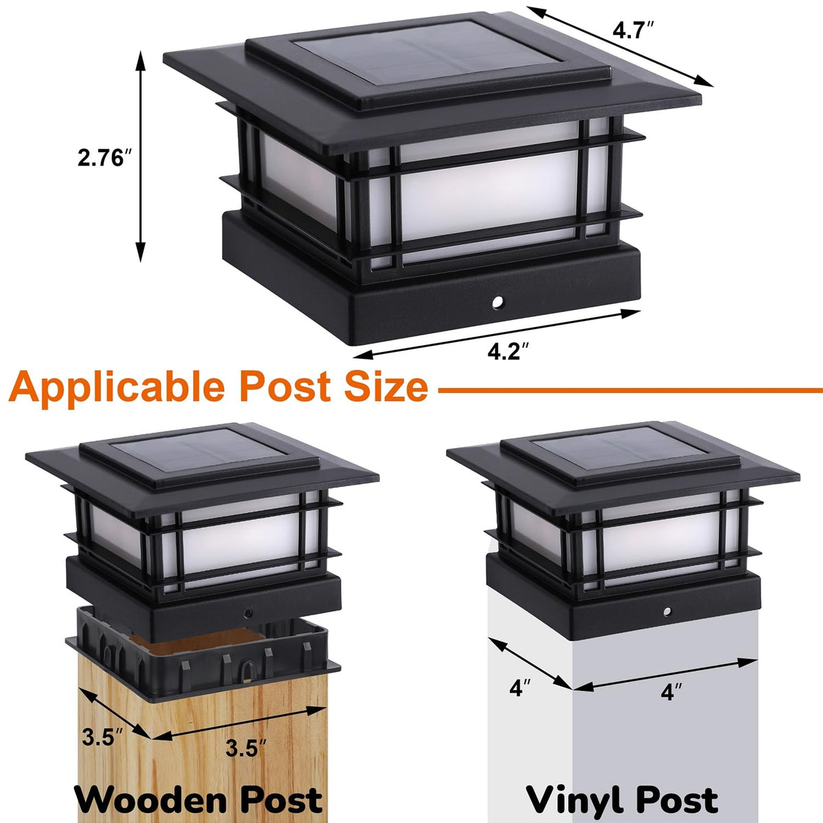 Dynaming 8-pack solar post-cap lights for wire-free fence lighting.