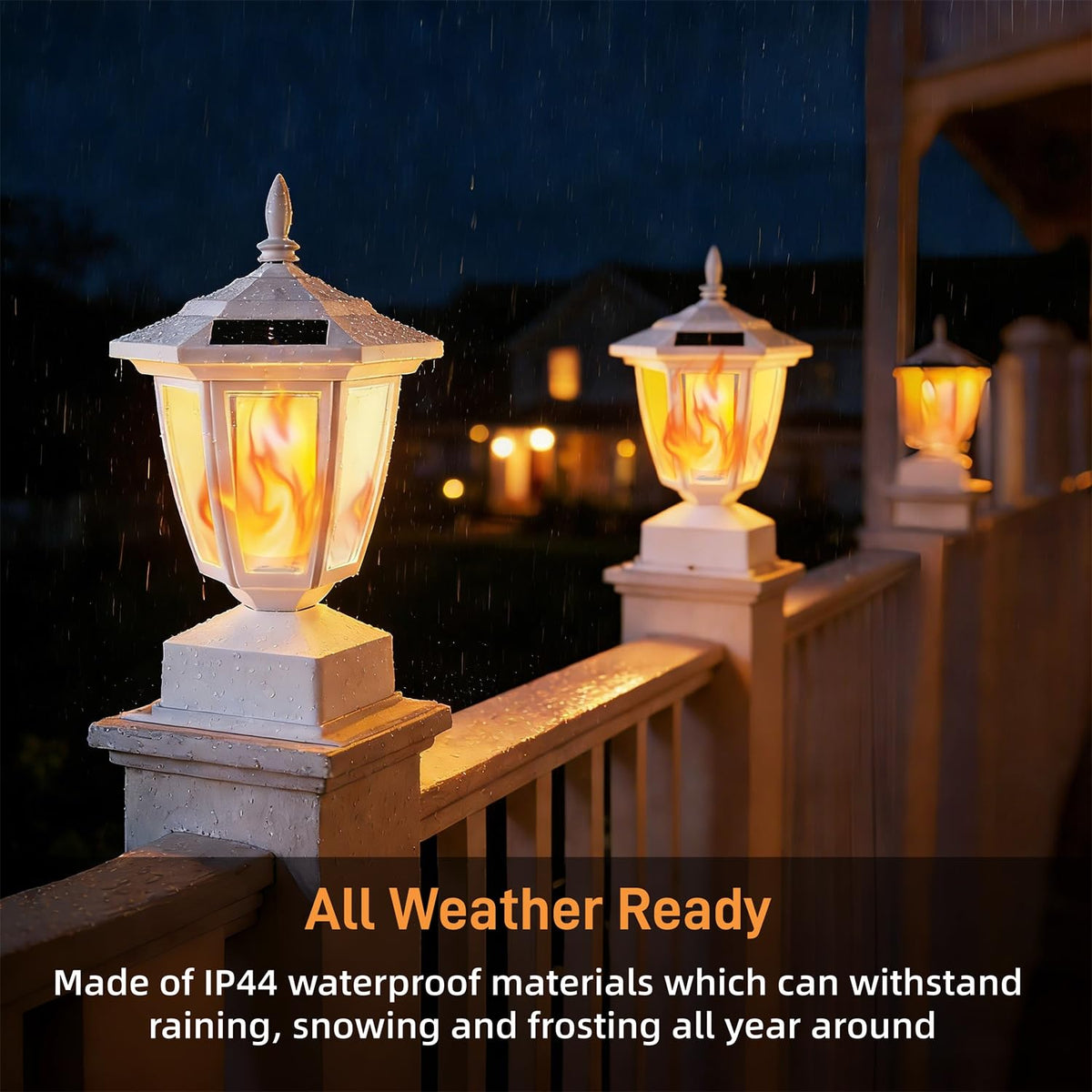 Dynaming flameless LEDs provide a 360-degree inviting glow for outdoors.