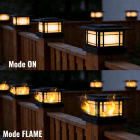 Dynaming IP44 weatherproof post caps resist rain, snow, and frost for outdoor use.