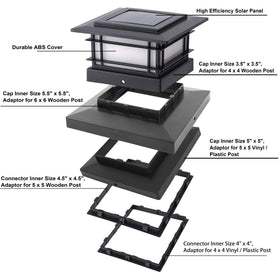 Dynaming post cap bases compatible with 3.5" to 5.5" posts