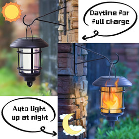 Dynaming solar flame LED wall lights brighten paths at night without wiring