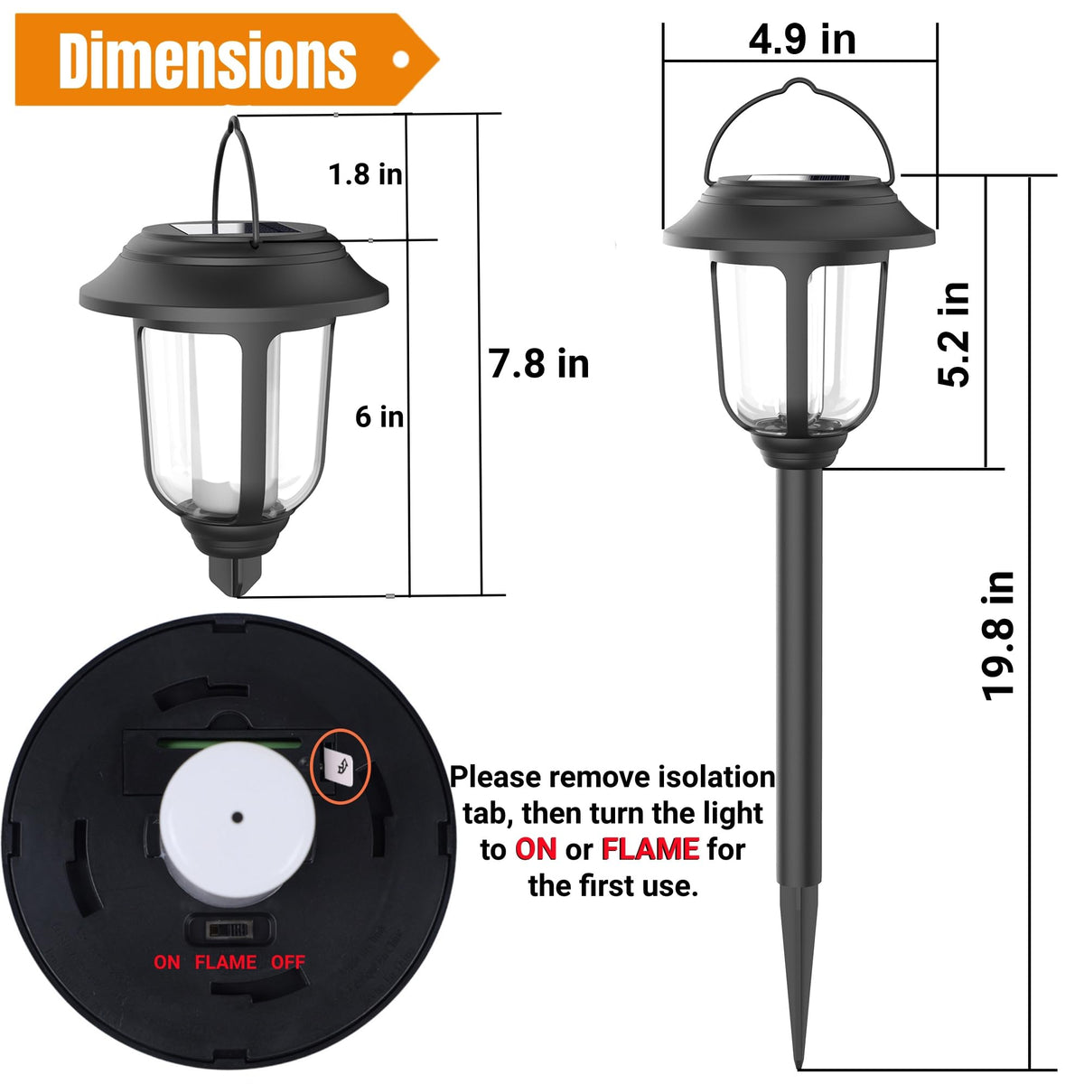 Dynaming solar flame light on deck for welcoming outdoor ambience.