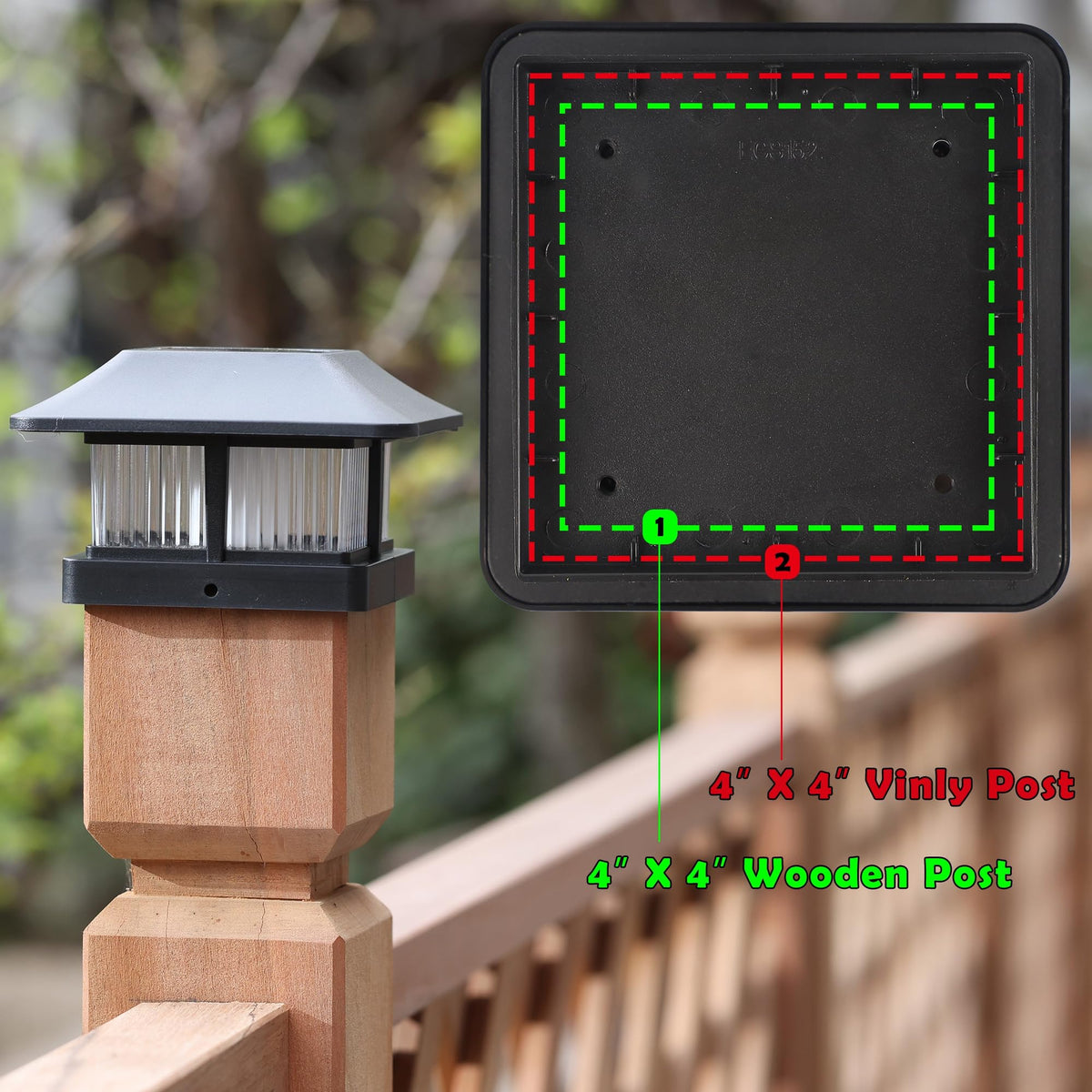 Dynaming flame mode post cap light creates decorative night ambience.