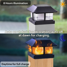 Dynaming post cap light at night guides along walkways with soft glow.