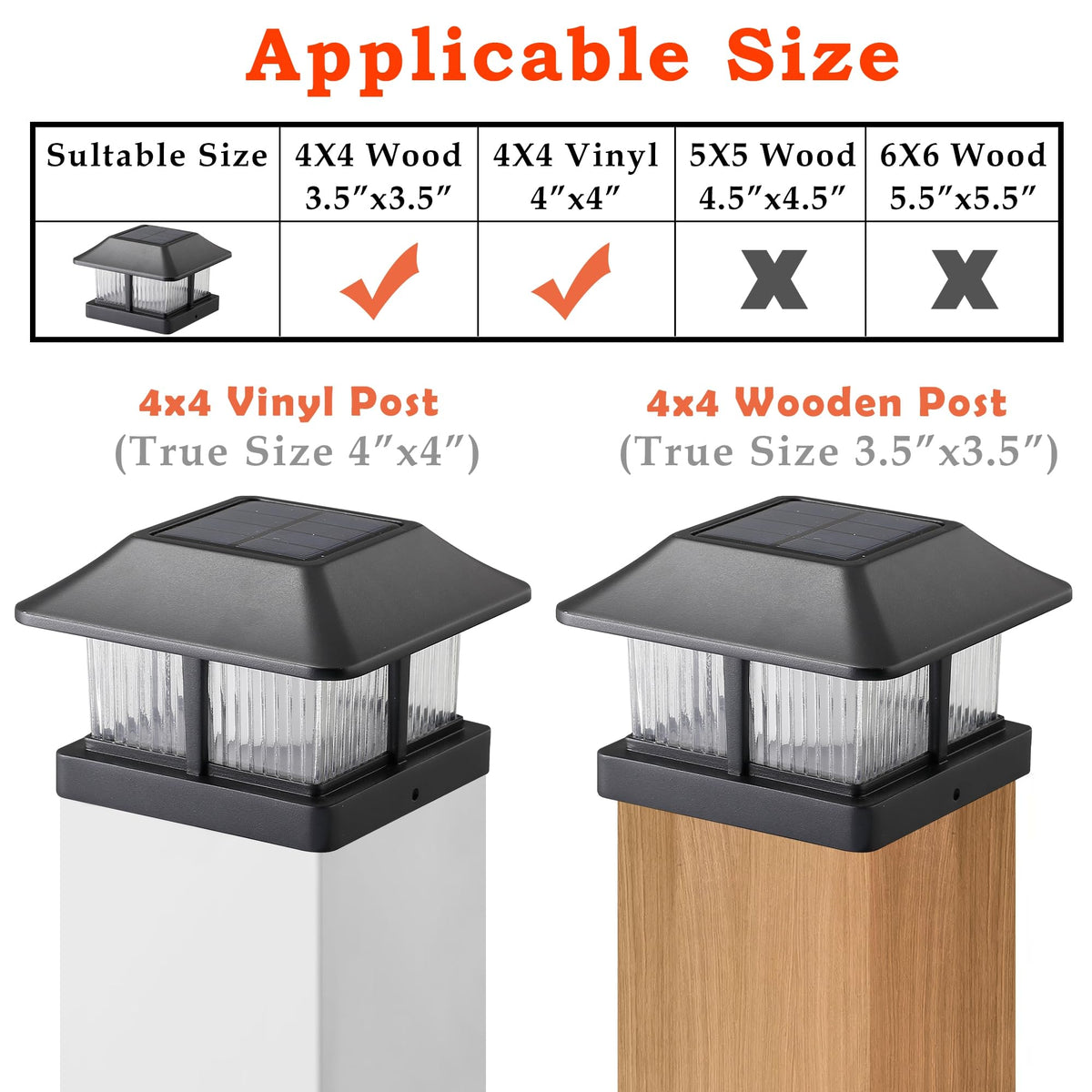 Dynaming solar flame post cap light on vinyl 4x4 post enhances curb appeal.