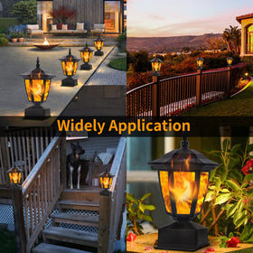 Dynaming solar flame post light IP44 waterproof design withstands rain and dew