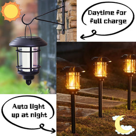 Dynaming solar flame torch hanging lantern provides soft outdoor ambience