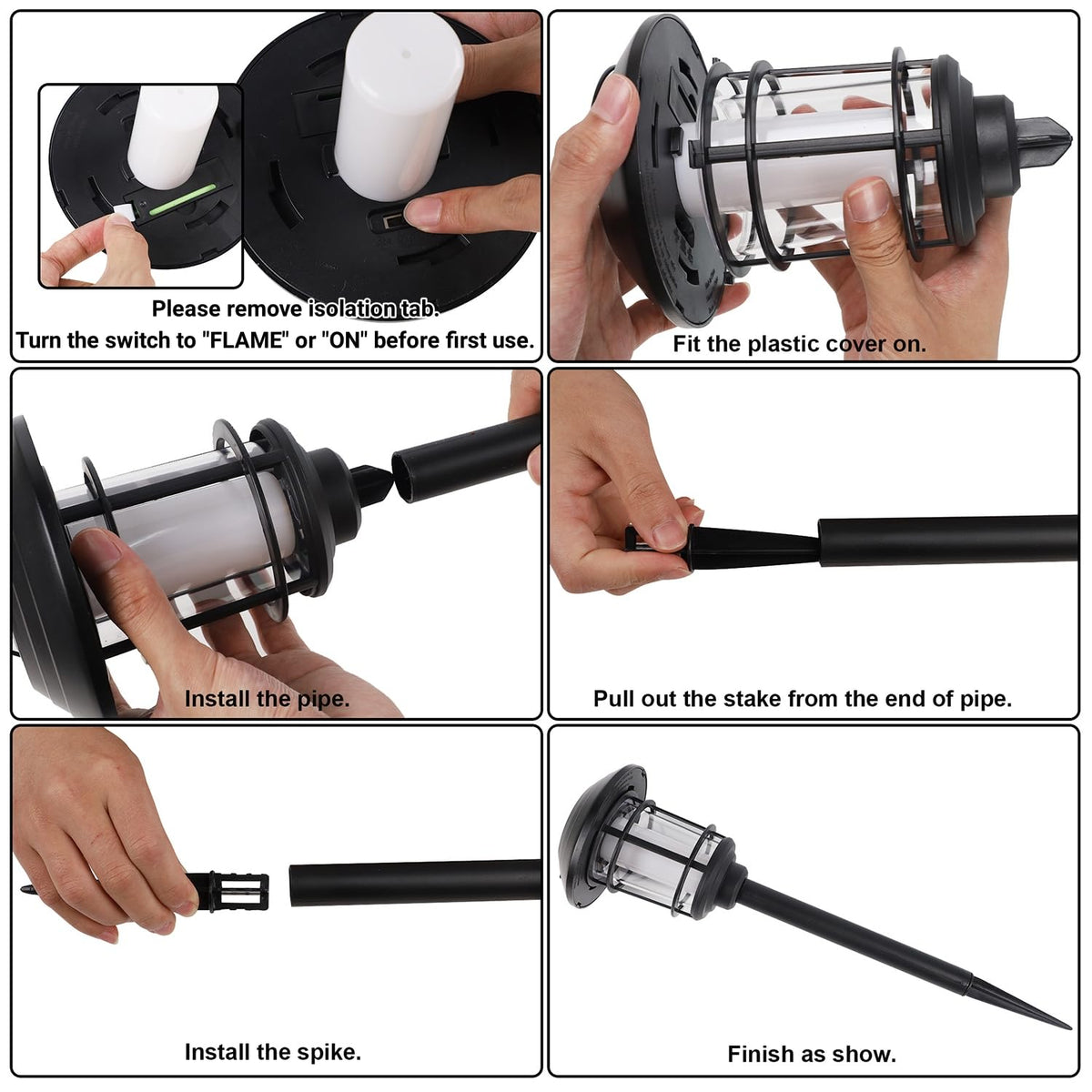 Dynaming solar flame torch waterproof design withstands rain and snow