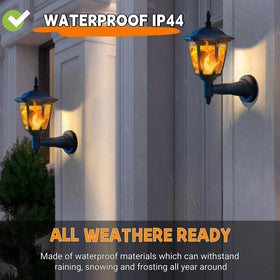 Dynaming solar flame wall lantern in garden setup illuminates subtle path