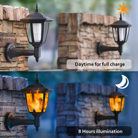 Dynaming solar flame wall lantern glowing flame creates cozy garden mood