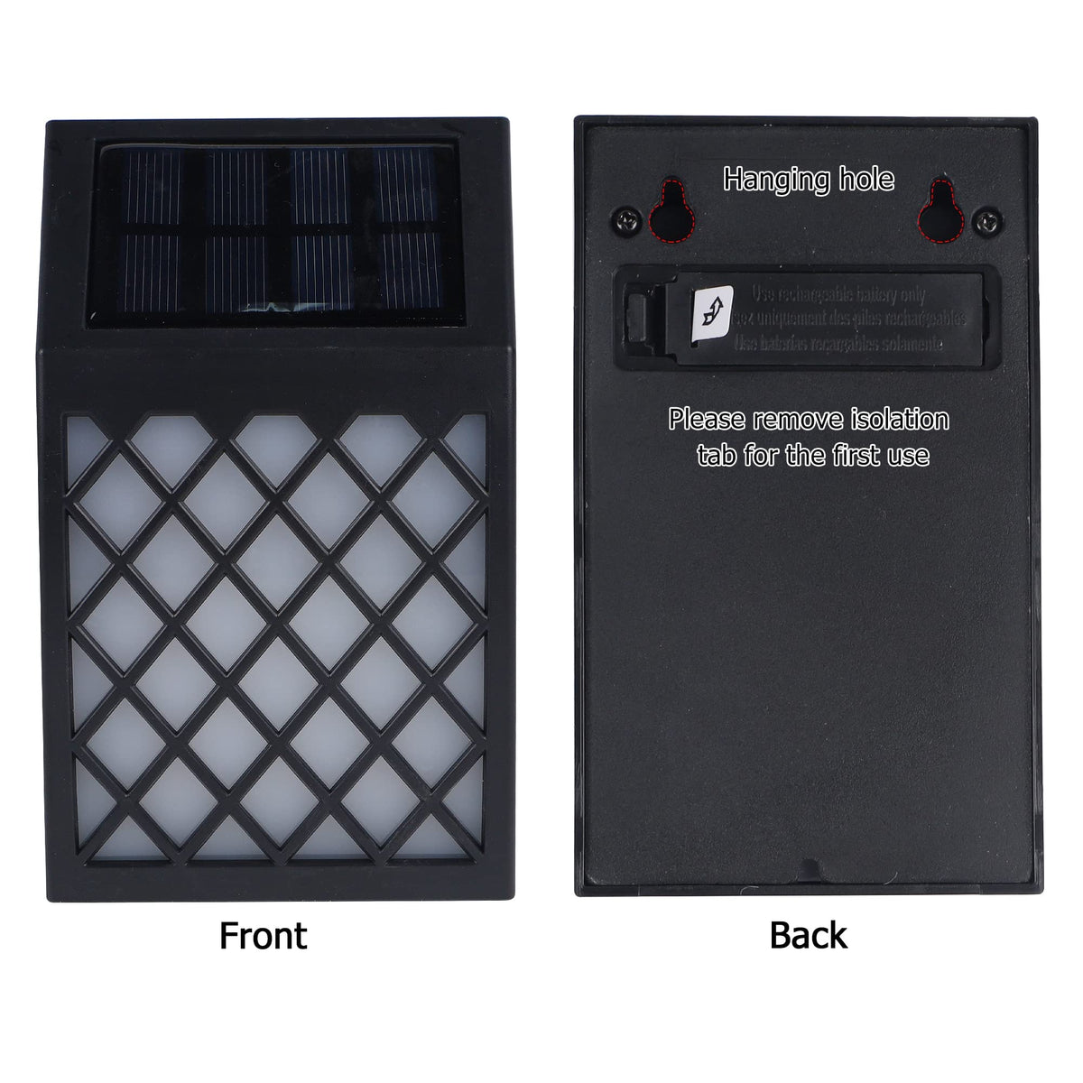 Dynaming solar flame wall light on deck shows porch-friendly glow.