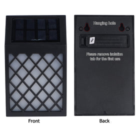 Dynaming solar flame wall light on deck shows porch-friendly glow.