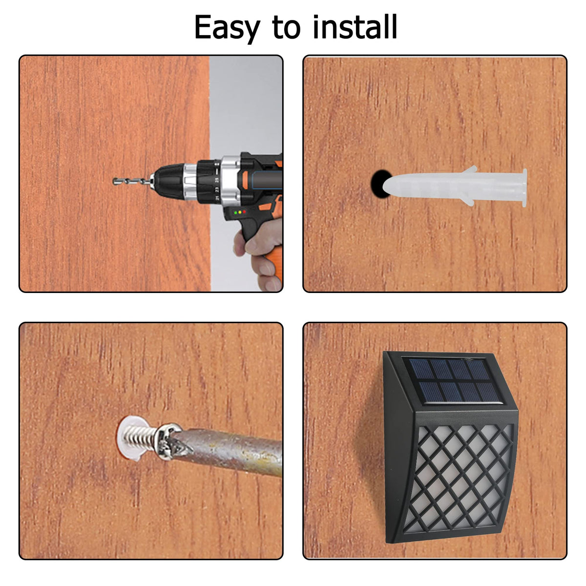 Dynaming solar flame wall light install kit enables simple mounting.