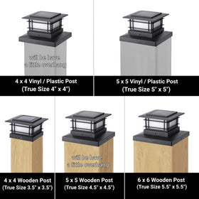 Dynaming flame-mode post cap light at night for soft glow