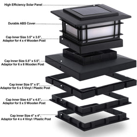Dynaming post cap light provides warm ambience for porch and patio.