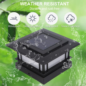 Dynaming IP44 weatherproof solar post-cap withstands rain and snow.