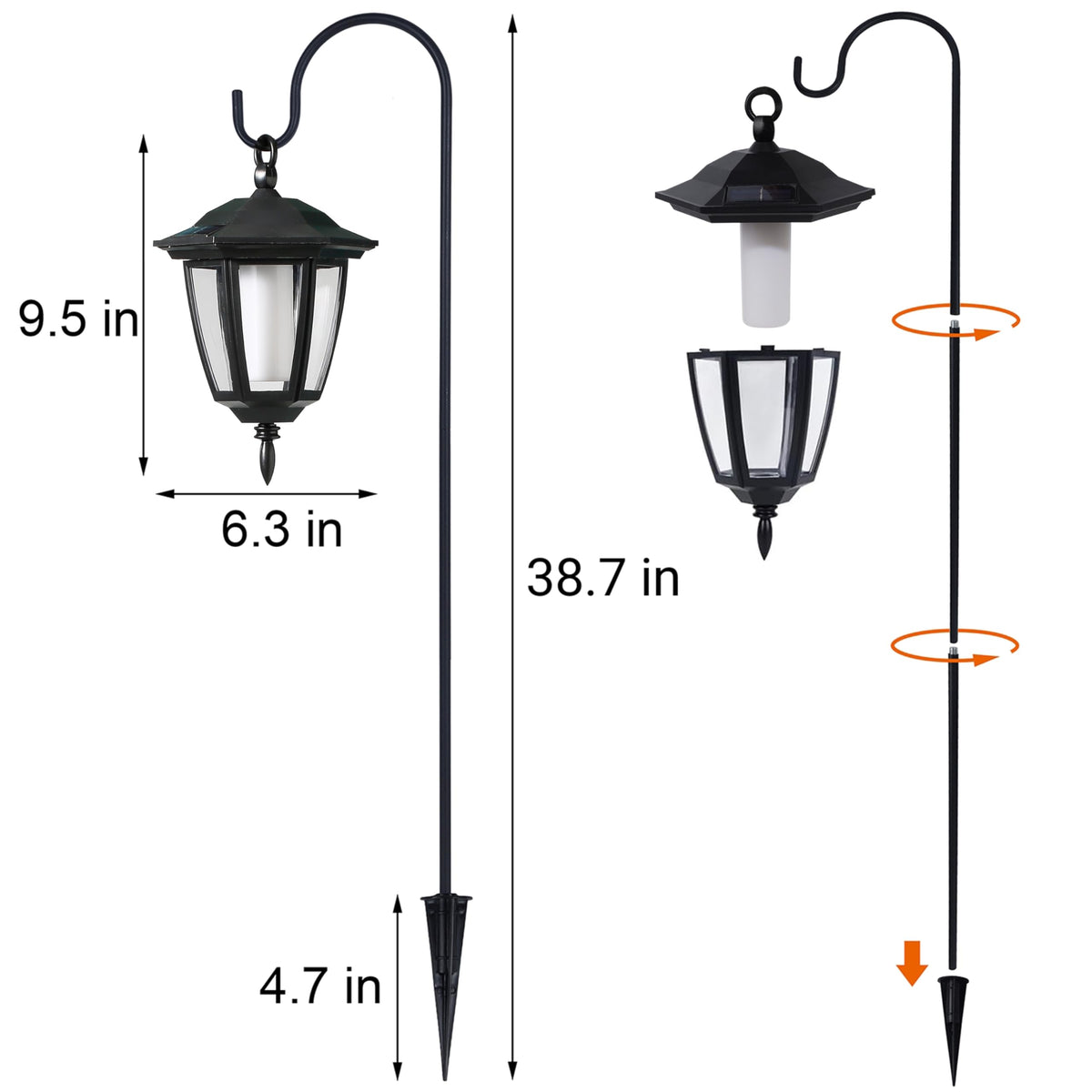 Dynaming warm white LED flame lanterns create calming glow.