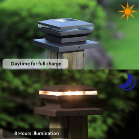 Dynaming warm white LEDs providing soft garden illumination along a fence