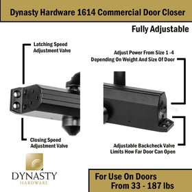 Dynasty Hardware 1614 bronze closer arm assembly, shown