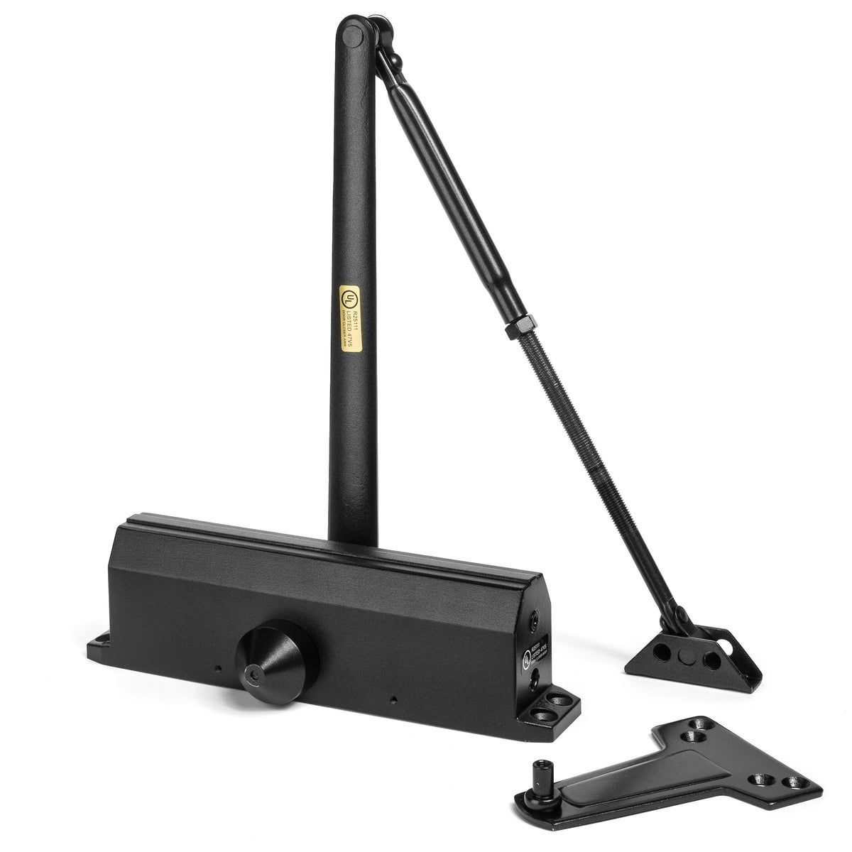 Dynasty Hardware 1614 bronze door closer, side view for busy entrances