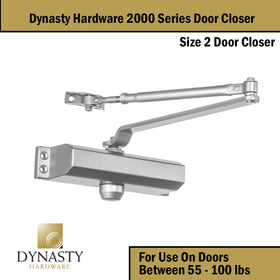 Dynasty Hardware 2000 Series closer side profile highlights compact design for space-saving doors.