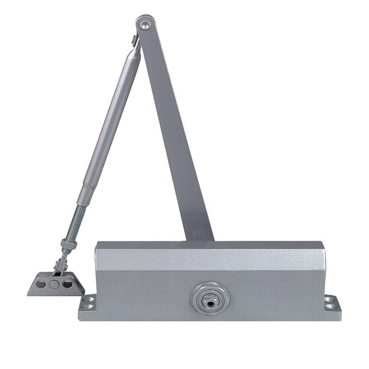 Dynasty Hardware 3000 Series door closer installed in surface-mount configuration for easy retrofit