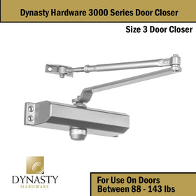Dynasty Hardware 3000 Series parallel arm bracket included for versatile mounting