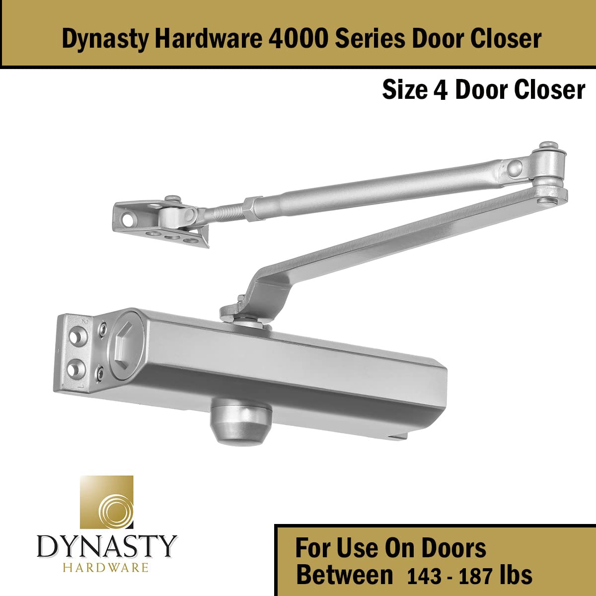 Dynasty Hardware 4000-series compact dimensions fit slim door frames without bulk.